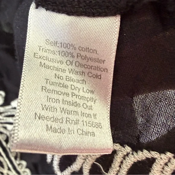 Johnny Was Black and White Embroidered Boho Tunic Blouse - Picture 14 of 14